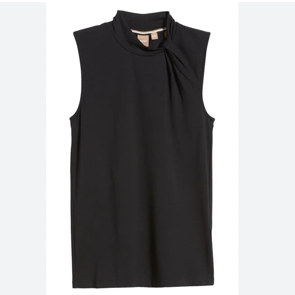 Boss Tops - BOSS Women's Black Sleeveless Top Emise Twist Neck Sleeveless Blouse Size M
